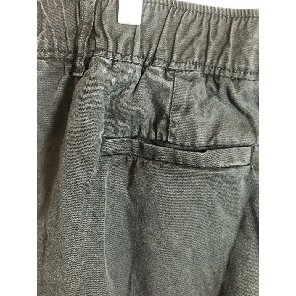Quince Pants 14 Black Wide Leg Cropped Linen Blend Stretch Casual Career Classic